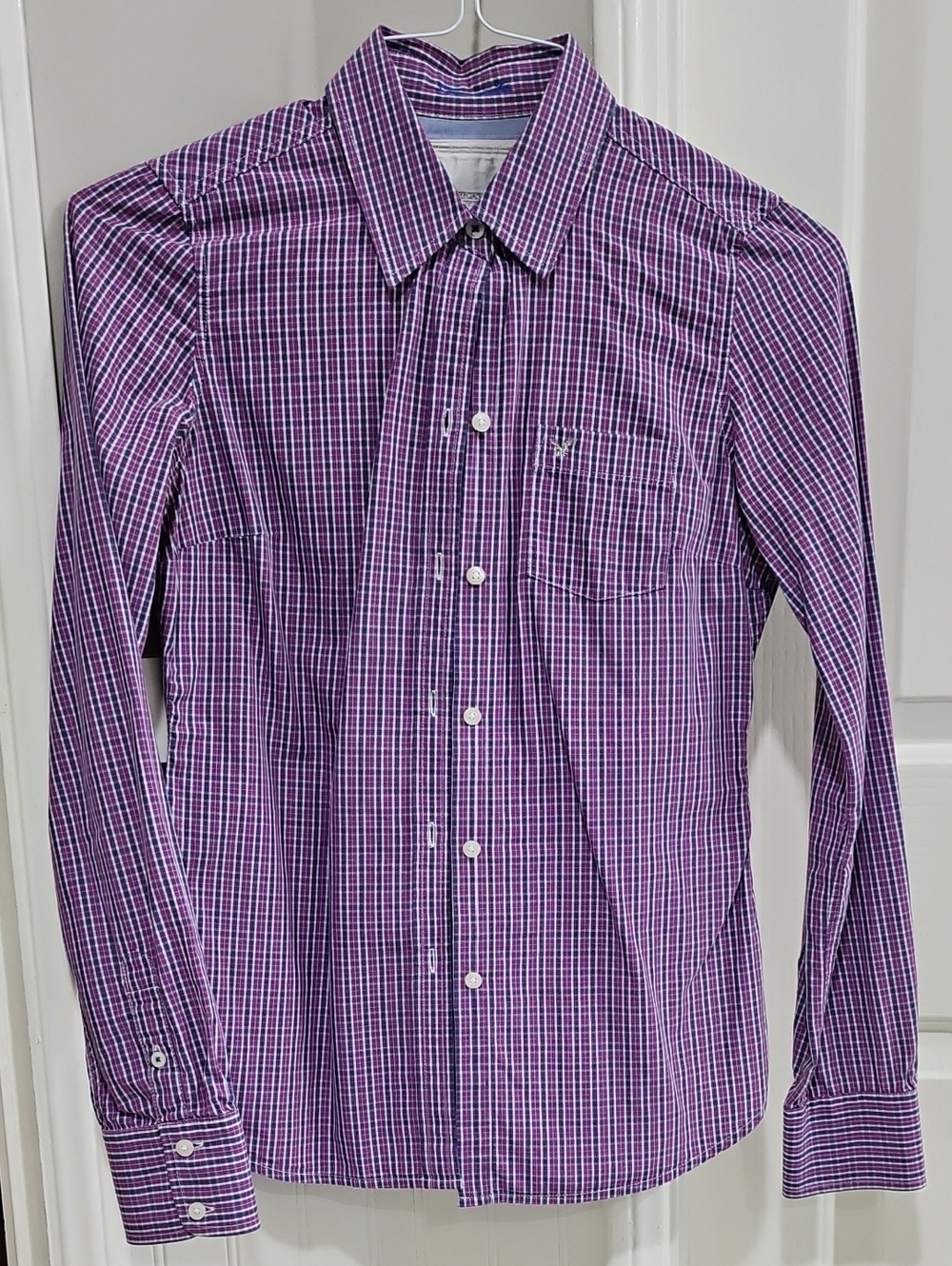 Women's American eagle pink and purple Graham long sleeve shirt size 4.